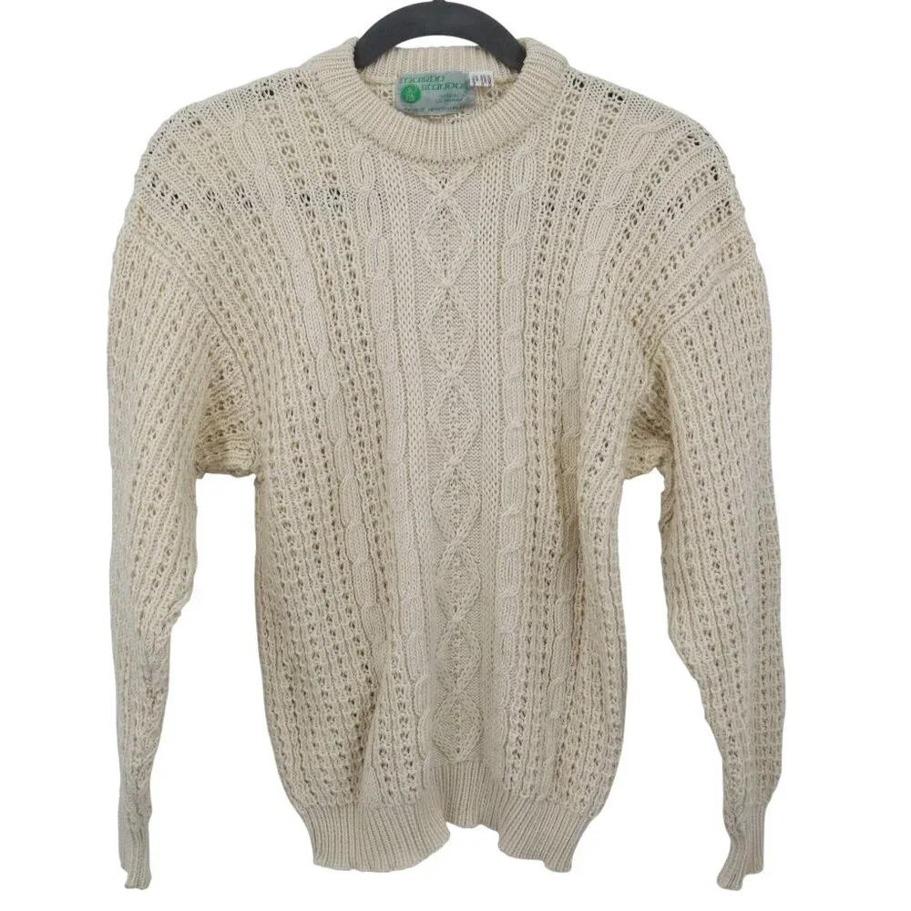 Mairtin Standun Cable Knit Sweater Unisex L Cream Fisherman Scandinavian Rustic‎